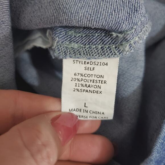 NWT Mebon | Y2K 90s Denim Button Front Strapless Tube Dress Pockets Stretch - Picture 7 of 8